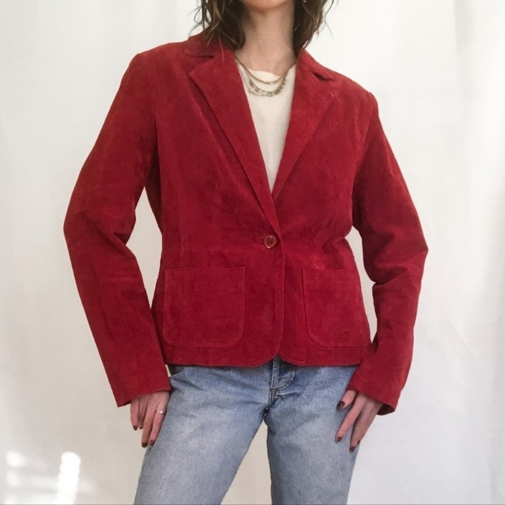 NEW YORK & COMPANY (STYLE.CN040071) GENUINE LEATHER SUEDE SINGLE BREASTE… - Picture 4 of 16